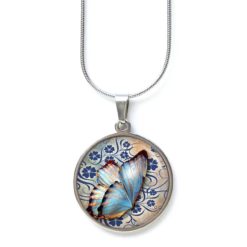 Kette blauer Schmetterling - Edelstahl