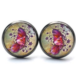 Ohrringe pinker Schmetterling - Edelstahl