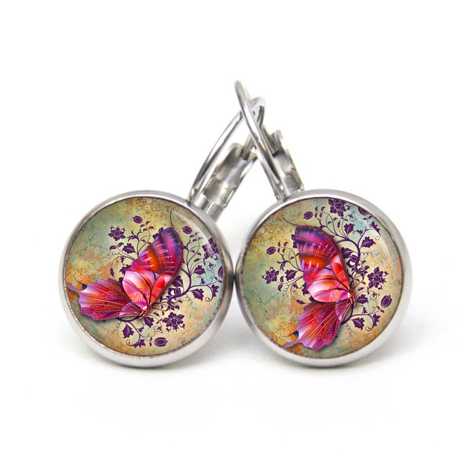 Ohrstecker, Ohrhänger, Clipse & Druckknopf – Motiv pinker Schmetterling – Schmuck aus Edelstahl Ohrstecker, Ohrhänger, Clipse & Druckknopf – Motiv pinker Schmetterling – Schmuck aus Edelstahl