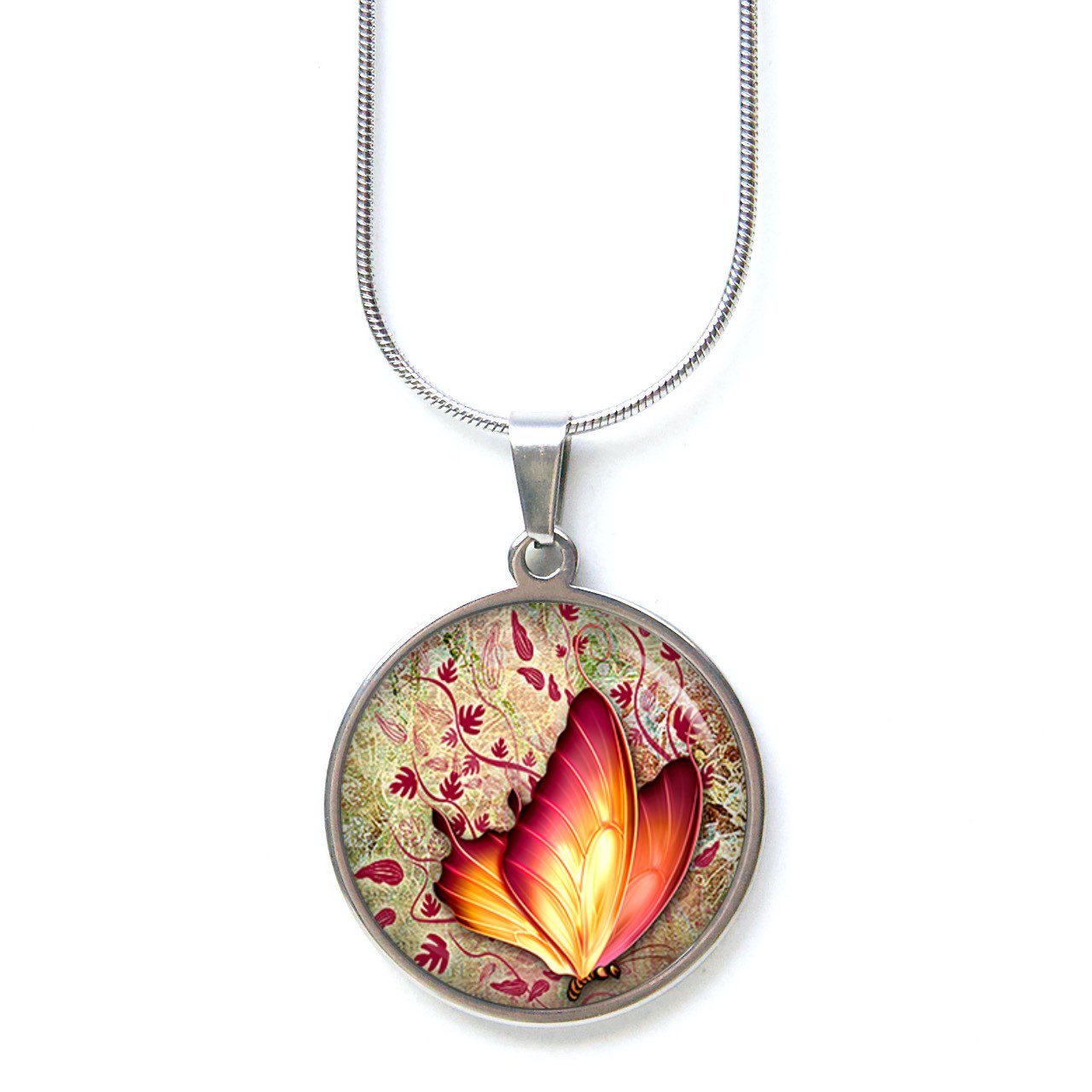 Ohrstecker, Ohrhänger, Clipse & Druckknopf – Motiv weinrot gelber Schmetterling – Schmuck aus Edelstahl Ohrstecker, Ohrhänger, Clipse & Druckknopf – Motiv weinrot gelber Schmetterling – Schmuck aus Edelstahl