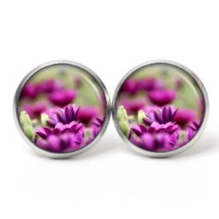 Druckknopf Ohrstecker Ohrhänger Clipse violette Magariten Blumen