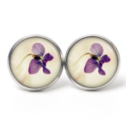 Druckknopf Ohrstecker Ohrhänger violette Orchidee