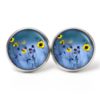Druckknopf Ohrstecker Ohrhänger Clipse zarte Blumenwiese mit gelben Blumen