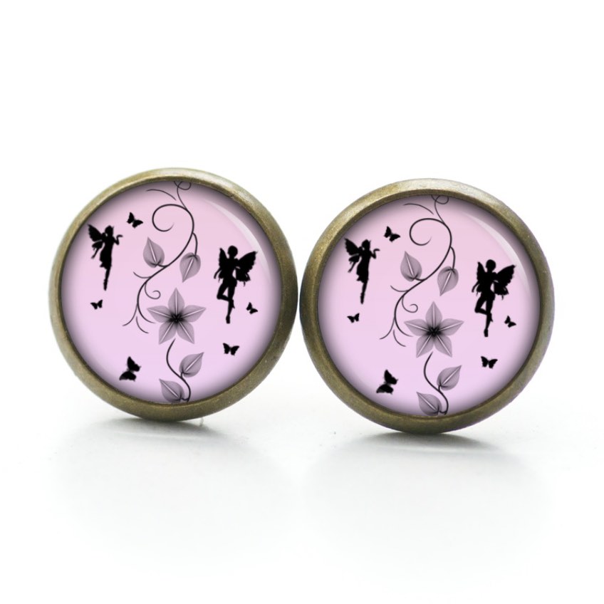 Druckknopf / Ohrstecker / Ohrhänger Elfen in rosa Druckknopf / Ohrstecker / Ohrhänger Elfen in rosa