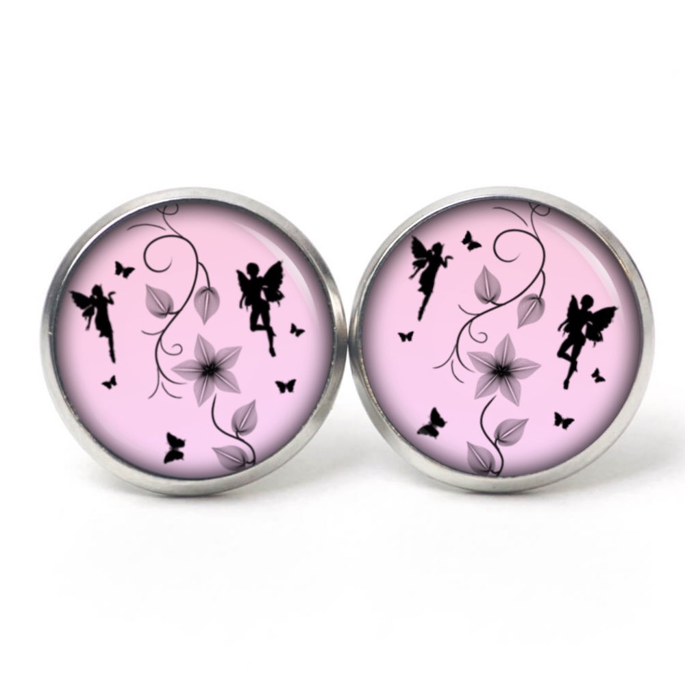 Druckknopf / Ohrstecker / Ohrhänger Elfen in rosa Druckknopf / Ohrstecker / Ohrhänger Elfen in rosa