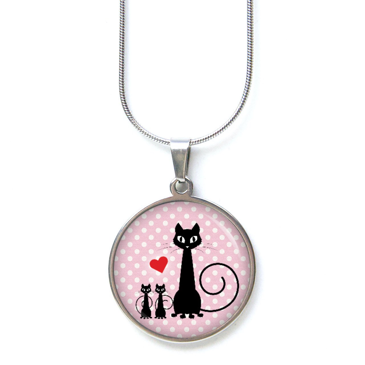 Ohrstecker, Ohrhänger, Clipse & Druckknopf – Motiv schwarze Katze mit Kitten – Schmuck aus Edelstahl Ohrstecker, Ohrhänger, Clipse & Druckknopf – Motiv schwarze Katze mit Kitten – Schmuck aus Edelstahl