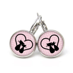 Ohrringe schwarze Katzen mit Herz - Edelstahl