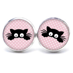 Ohrstecker, Ohrhänger, Clipse & Druckknopf – Motiv neugierige Katze – Schmuck aus Edelstahl