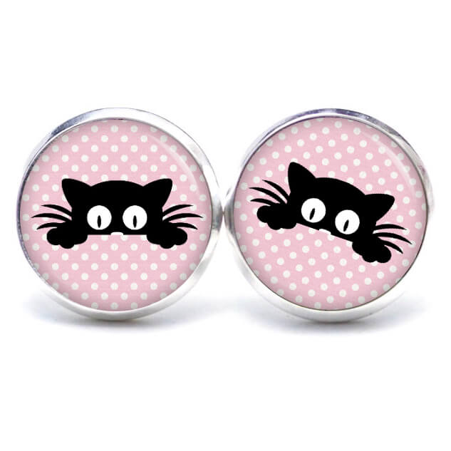 Ohrstecker, Ohrhänger, Clipse & Druckknopf – Motiv neugierige Katze – Schmuck aus Edelstahl Ohrstecker, Ohrhänger, Clipse & Druckknopf – Motiv neugierige Katze – Schmuck aus Edelstahl