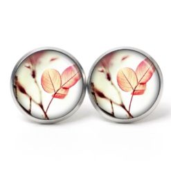 Ohrstecker, Ohrhänger, Clipse & Druckknopf – Motiv zartes Blatt orange Herbst – Schmuck aus Edelstahl