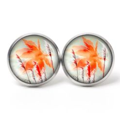 Ohrstecker, Ohrhänger, Clipse & Druckknopf – Motiv oranges Blatt Herbst – Schmuck aus Edelstahl