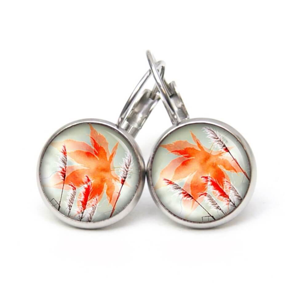 Ohrstecker, Ohrhänger, Clipse & Druckknopf – Motiv oranges Blatt Herbst – Schmuck aus Edelstahl Ohrstecker, Ohrhänger, Clipse & Druckknopf – Motiv oranges Blatt Herbst – Schmuck aus Edelstahl