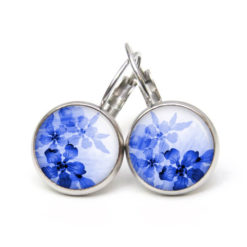 Druckknopf Ohrstecker Ohrhänger Clipse zarte Blumen in blau