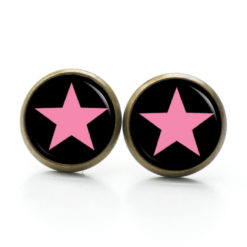 Druckknopf / Ohrstecker / Ohrhänger rosa / schwarz Stern