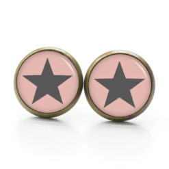 Druckknopf / Ohrstecker / Ohrhänger rosa / grau Stern