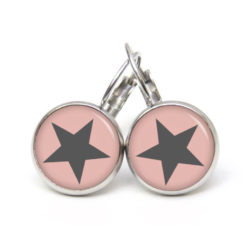 Druckknopf / Ohrstecker / Ohrhänger rosa / grau Stern