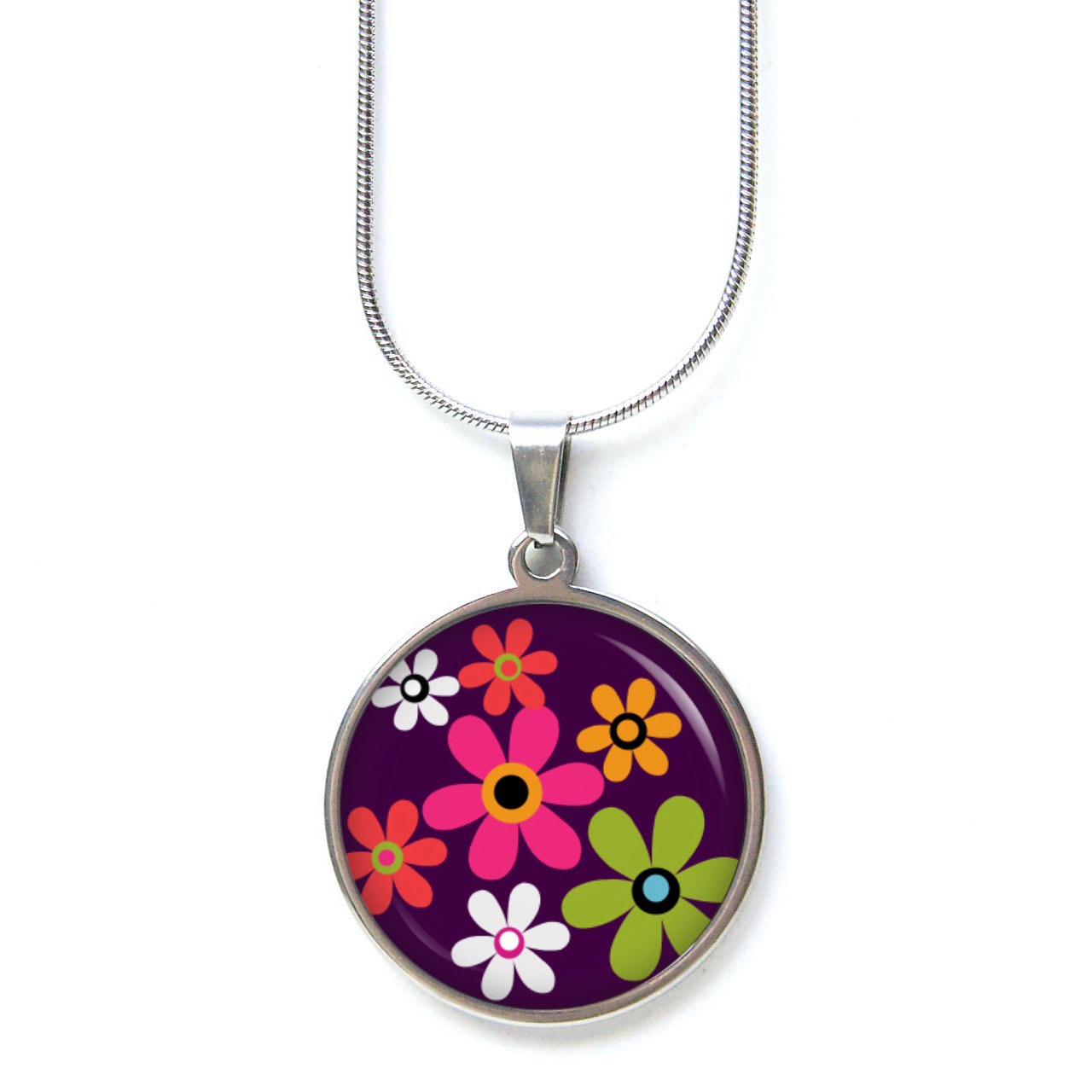 Druckknopf Ohrstecker Ohrhänger Hippie Blumen bunt mit violett Druckknopf Ohrstecker Ohrhänger Hippie Blumen bunt mit violett