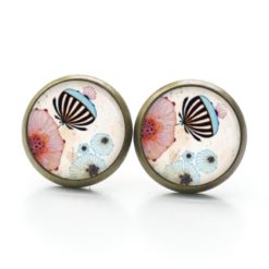 Druckknopf Ohrstecker Ohrhänger Clipse Schmetterling und Blume