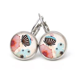 Druckknopf Ohrstecker Ohrhänger Clipse Schmetterling und Blume