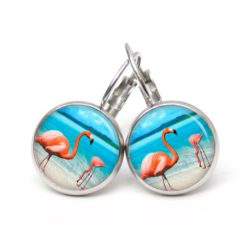 Druckknopf Ohrstecker Ohrhänger Clipse Flamingos rosa türkis