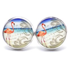 Druckknopf Ohrstecker Ohrhänger Clipse Flamingo am Strand