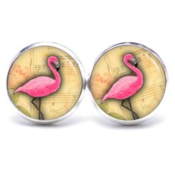 Druckknopf Ohrstecker Ohrhänger Clipse rosa Flamingo