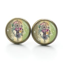 Druckknopf Ohrstecker Ohrhänger Clipse Traumfänger grün