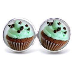Druckknopf Ohrstecker Ohrhänger Clipse Cupcake Kuchen grün
