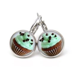 Druckknopf Ohrstecker Ohrhänger Clipse Cupcake Kuchen grün