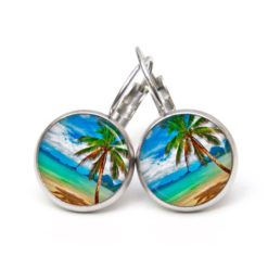 Druckknopf Ohrstecker Ohrhänger Clipse Palme am Strand