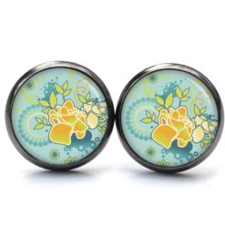 Ohrringe türkis gelbe Blumen