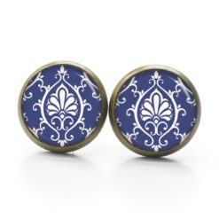 Ohrringe blau weißes Mandala Muster