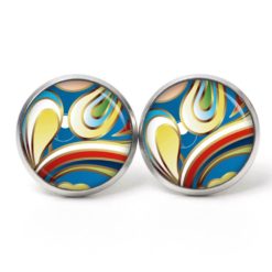 Ohrstecker, Ohrhänger, Clipse & Druckknopf – Motiv mit buntem Muster 60er Jahre – Schmuck aus Edelstahl