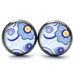 Ohrringe blau gelbe Blumen