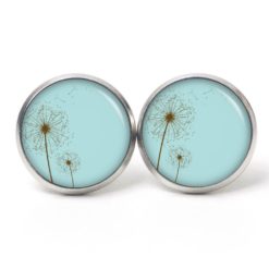 Ohrstecker, Ohrhänger, Clipse & Druckknopf – Motiv zarte türkise Pusteblume – Schmuck aus Edelstahl