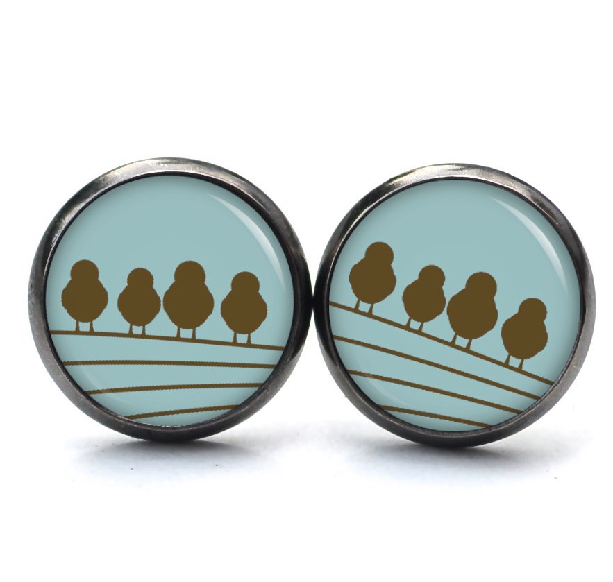 Ohrstecker, Ohrhänger, Clipse & Druckknopf – Motiv 4 Vögel auf dem Drahtseil türkis – Schmuck aus Edelstahl Ohrstecker, Ohrhänger, Clipse & Druckknopf – Motiv 4 Vögel auf dem Drahtseil türkis – Schmuck aus Edelstahl