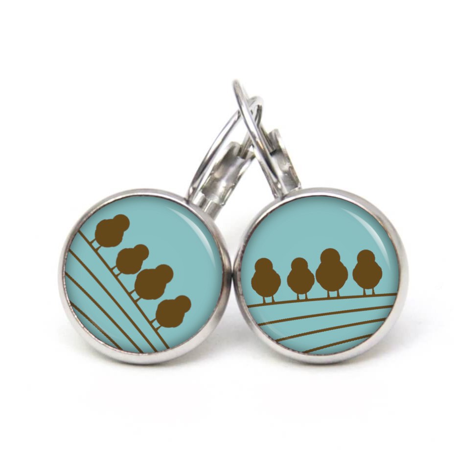 Ohrstecker, Ohrhänger, Clipse & Druckknopf – Motiv 4 Vögel auf dem Drahtseil türkis – Schmuck aus Edelstahl Ohrstecker, Ohrhänger, Clipse & Druckknopf – Motiv 4 Vögel auf dem Drahtseil türkis – Schmuck aus Edelstahl