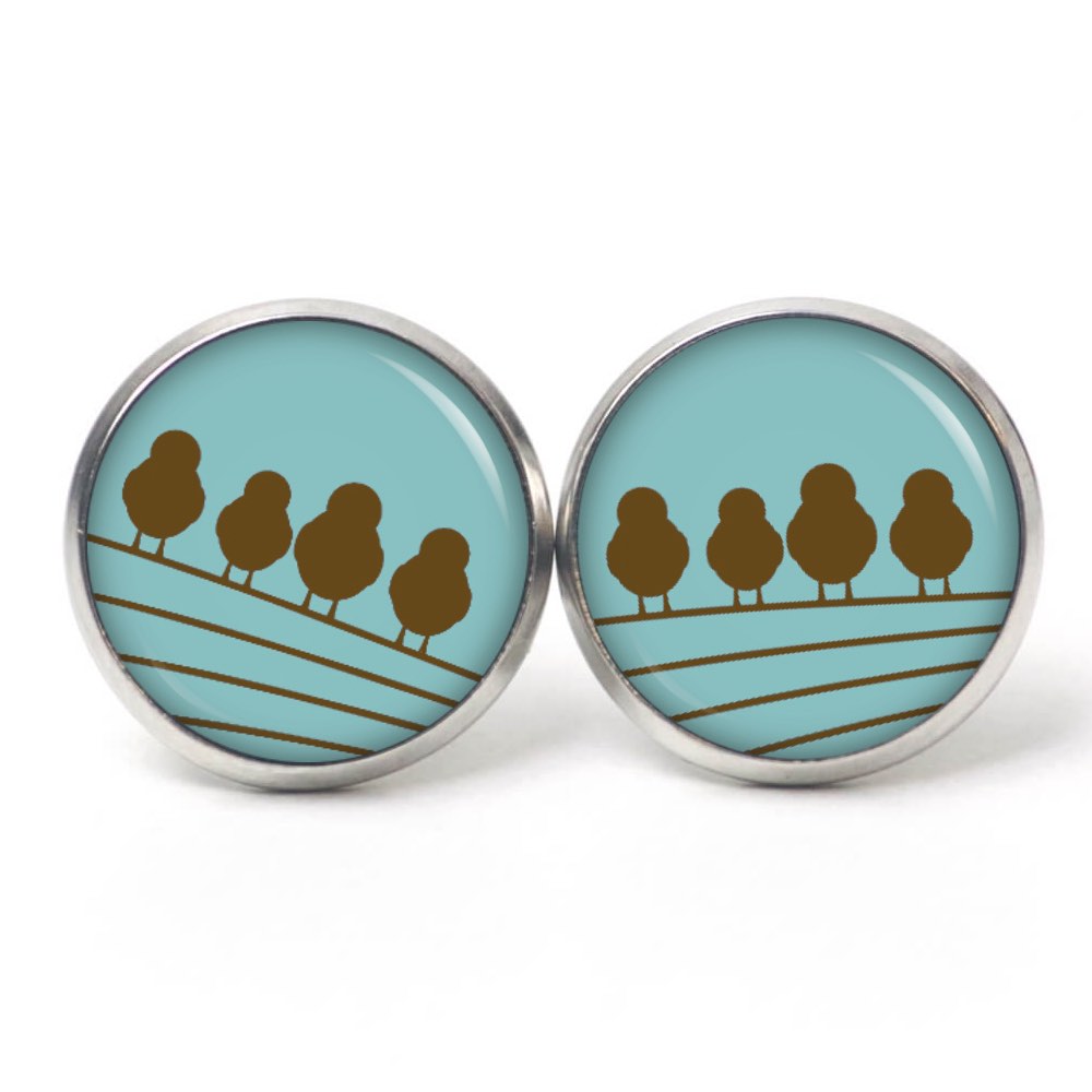 Ohrstecker, Ohrhänger, Clipse & Druckknopf – Motiv 4 Vögel auf dem Drahtseil türkis – Schmuck aus Edelstahl Ohrstecker, Ohrhänger, Clipse & Druckknopf – Motiv 4 Vögel auf dem Drahtseil türkis – Schmuck aus Edelstahl