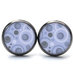 Ohrstecker Ohrhänger Clipse Druckknopf retro Kreise lila blaulila