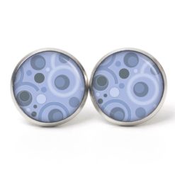 Ohrstecker Ohrhänger Clipse Druckknopf retro Kreise lila blaulila