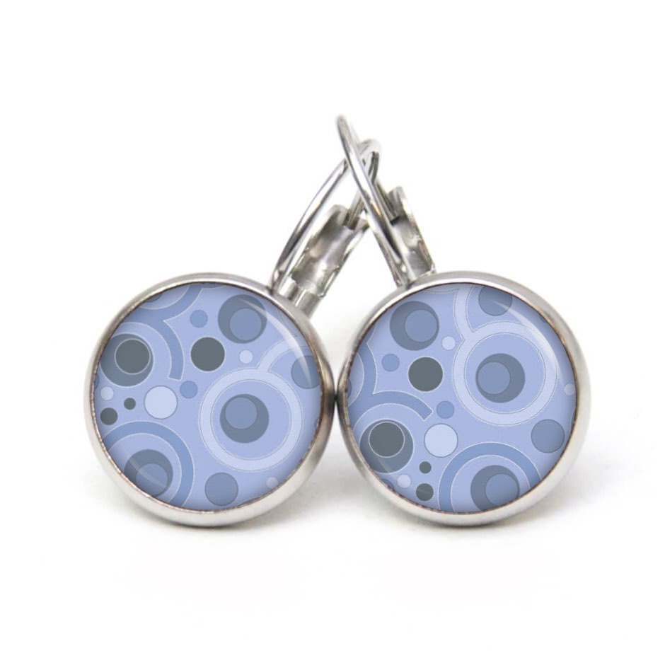 Ohrstecker Ohrhänger Clipse Druckknopf retro Kreise lila blaulila Ohrstecker Ohrhänger Clipse Druckknopf retro Kreise lila blaulila