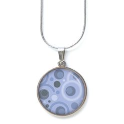 Ohrstecker Ohrhänger Clipse Druckknopf retro Kreise lila blaulila