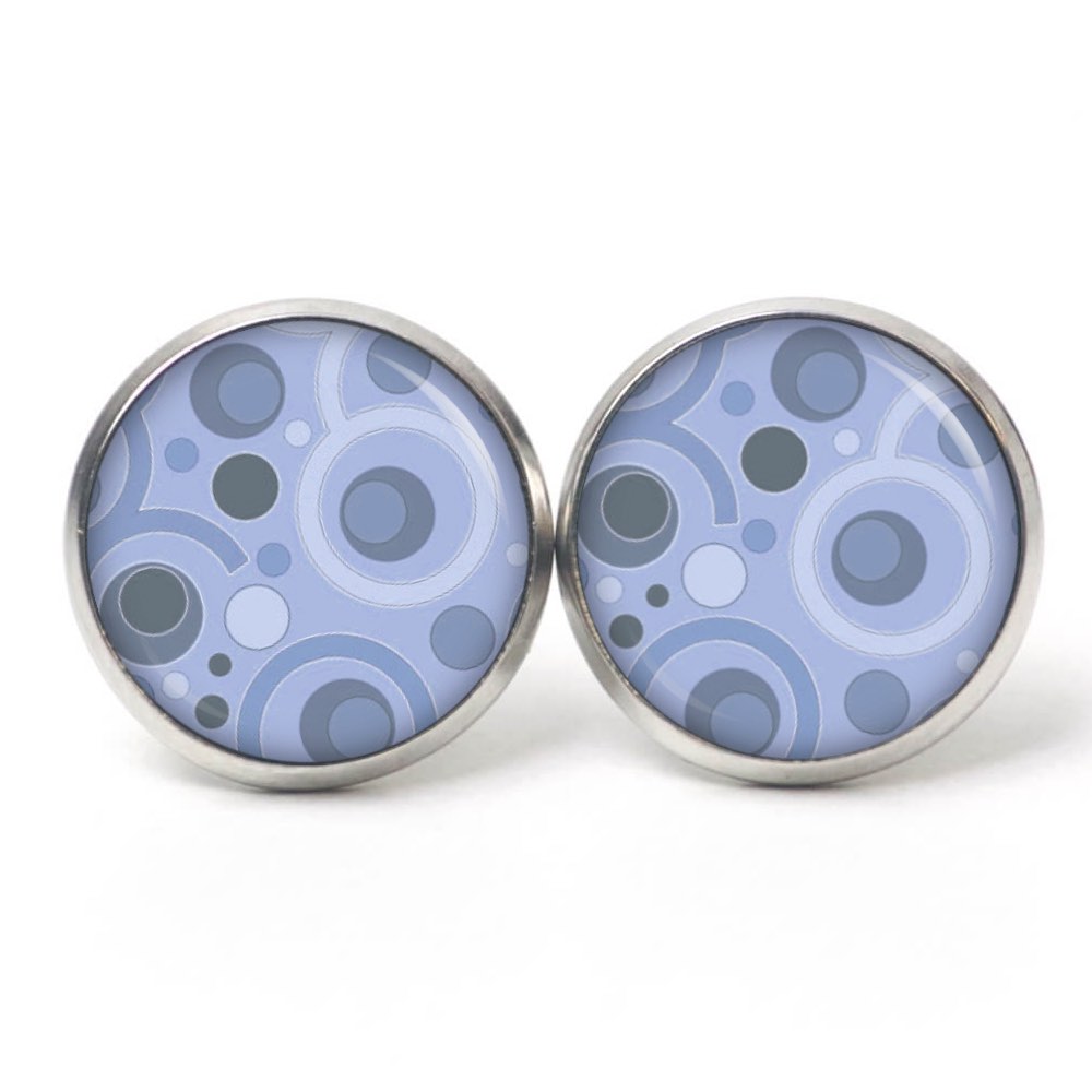 Ohrstecker Ohrhänger Clipse Druckknopf retro Kreise lila blaulila Ohrstecker Ohrhänger Clipse Druckknopf retro Kreise lila blaulila