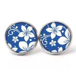 Ohrstecker, Ohrhänger, Clipse & Druckknopf – Motiv große weiße Blumen – Schmuck aus Edelstahl