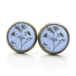 Ohrstecker Ohrhänger Clipse Druckknopf zarter Wiesen Bärenklau in Blau