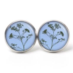 Ohrstecker Ohrhänger Clipse Druckknopf zarter Wiesen Bärenklau in Blau