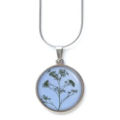 Ohrstecker Ohrhänger Clipse Druckknopf zarter Wiesen Bärenklau in Blau