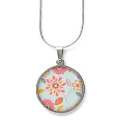 Ohrstecker Ohrhänger Clipse Druckknopf türkis rosa Blumen im Vintage Stil