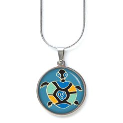 Druckknopf Ohrstecker Ohrhänger kleine Schildkröte in Blau Grün Gelb