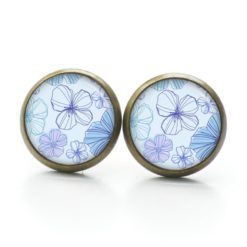 Druckknopf Ohrstecker Ohrhänger viele blaue Blumen Blumenmeer